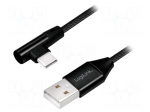 Cable | USB 2.0 | USB A plug,USB C angled plug | 0.3m | black