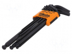 Wrench: hex key-set | inch,spherical | long | 9pcs.