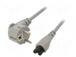 Cable | 3x0.75mm2 | CEE 7/7 (E/F) plug angled,IEC C5 female | PVC