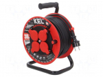 Extension lead | 3x1.5mm2 | 30m | rubber | black | Sockets no: 4 | reel