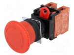 Switch: emergency stop | 22mm | Stabl.pos: 1 | NC x2 | red | 3A/230VAC
