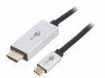 Adapter | HDMI 2.1 | HDMI plug,USB C plug | gold-plated | 3m | black