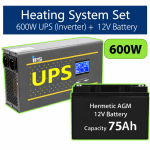 Komplekt: Professionaalne Inverter UPS-i k&uuml;ttes&uuml;steemile 600W + 12V 75Ah aku.
