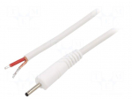 Cable | 1x1mm2 | wires,DC 2,35/0,7 plug | straight | white | 1.5m