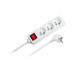 Elektrimaterjalid // Elektri laiendid, Pikendusjuhtmete, hajutuste ja UK ja USA adapterite komplekt // Przedłużacz biały Rebel 3 gniazda , kabel 3m (3x1,5mm) z przełącznikiem