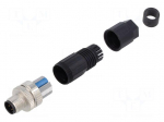 Connector: M12 | plug | PIN: 4 | male | 60V | straight | push-lock | 4A