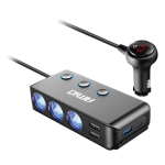 Auto- ja mootorrattatooted, elektroonika, navigatsioon, CB raadio // Auto elektroonikakomponendid : Installatsioonikaablid : Kaitsealused : &Uuml;hendused // Rozdzielacz rozgałęźnik tr&oacute;jnik zapalniczki + woltomierz ładowarka usb usb-c 12v 24v amio-03781