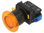 Switch: push-button | 22mm | Stabl.pos: 1 | NO | orange | LED | IP65 | YW
