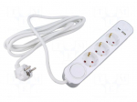 Extension lead | 3x1.5mm2 | 5m | PVC | white | Sockets no: 5 | 16A