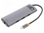 Hub USB | USB 3.0,USB 3.1,USB 3.2 | grey | Number of ports: 8 | 0.15m