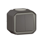 PLEXO 2 GANG 2-WAY SWITCH OR 2 GANG PUSH BUTTON - ANTHRACITE - SURFACE