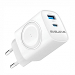 Adapter Evelatus  Evelatus 2 in 1 Charger 20W Max USB-C+USB-A:15W Max USB-C+USB-A+Wireless:15W+2W 17W Max White