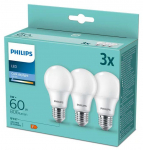 PHILIPS LED 60W A60 E27 Ļoti auksti balta 6500K matēta 3 gab spuldze 8719514403826 929002306436