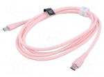 Cable | USB 2.0 | USB C plug,both sides | nickel plated | 1.5m | pink