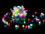 Clusterlight LED - 3 m - 176 multicolor balls - transparent wire - 24 V
