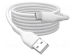 Cable | USB 2.0 | USB A plug,USB C plug | nickel plated | 0.5m | white