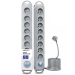 Qoltec Surge protector | 8 sockets | 1.8m | Grey
