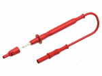 Test lead | 12A | probe tip,banana plug 4mm | Len: 1m | red | &Oslash;: 4mm