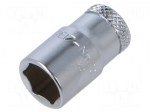 Socket | 6-angles,socket spanner | 10mm | 1/4" | tool steel | L: 25mm