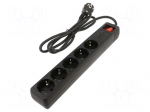 Plug socket strip: protective | Sockets: 5 | 250VAC | 16A | black
