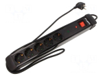 Plug socket strip: protective | Sockets: 5 | 230VAC | 10A | black | 1.5m