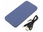 Re-battery: powerbank | 3.7V | 10000mAh | 68x138.5x16mm | navy blue