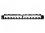 Patch panel | RACK | black | RJ45 socket x24 | Number of ports: 24