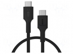 Cable | USB 2.0 | USB C plug,both sides | 0.3m | black | PVC | 480Mbps