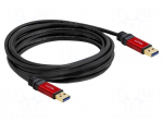 Cable | USB A plug,both sides | gold-plated | 5m | black | Cu | metal