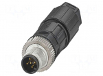Connector: M12 | plug | PIN: 5 | 48V | straight | IP65 | IDC | Contacts: CuSn