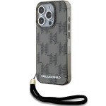 Karl Lagerfeld KLHCP15LHKDPNSK Hardcase IML Mono KL Pattern & Cord for iPhone 15 Pro 6.1" / black