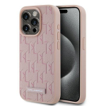 Karl Lagerfeld KLHMP15LPKHPORPP Leather Monogram Metal Logo Hardcase for iPhone 15 Pro 6.1" / pink