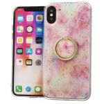Fusion Marble Ring Back Case Silikona Aizsargapvalks Priek&scaron; Apple iPhone 11 Pro Rozā