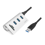 LogiLink USB 3.0-jaotur 3-pordiga silver kaardilugejaga