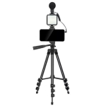 Selfie stick Elight  Elight M5 Vlog Telefona Fix Video & Foto komplekts ar Led gaismu / Mikrofonu / Statīvu 1.3m / pulti