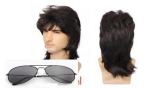 M&auml;nguala | PC | Konsoolid | Tarvikud // M&auml;nguasjad ja m&auml;ngud lastele // BQ3J Peruka męska czarna disco retro + okulary