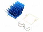 Heatsink: extruded | grilled | BGA | blue | L: 21mm | W: 21mm | H: 17.5mm