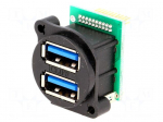 Socket | USB A | for panel mounting,screw | pin header | double
