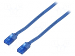 Patch cord | U/UTP | 6a | stranded | Cu | PVC | blue | Len: 3m | 32AWG