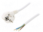 Cable | SCHUKO plug,CEE 7/7 (E/F) plug angled,wires | 4m | white