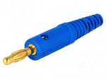 Plug | 4mm banana | 10A | 60VDC | blue | Max.wire diam: 2.8mm