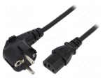 Cable | CEE 7/7 (E/F) plug angled,IEC C13 female | 4m | black | PVC