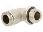 Push-in fitting | angled | -0.99&divide;20bar | nickel plated brass