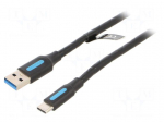 Cable | USB 3.0 | USB A plug,USB C plug | nickel plated | 0.25m | PVC