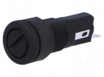 Fuse holder | 5x20mm | 250V | on panel | black | UL94V-0 | polyester