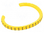 Marker: cable | Marking: T | 1.3&divide;3mm | PVC | yellow | leaded | PA-02 | L: 3mm