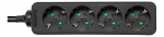 Earthed power strip DELTACO 4x CEE 7/3, 1x CEE 7/7, child protected, 3m, black / GT-0421