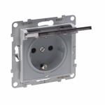 SUNO 2P+E SOCKET SCHUKO STANDARD WITH FLAP IP 21 AUTO TERMINALS SHUTTERED ALUMINIUM