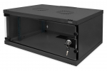 Wall-mounted network cabinet 19" 4U, SOHO 241 x 540 x 400 mm, door glass, black, unfolded, 60kg