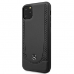 Back panel cover Mercedes-Benz Apple iPhone 11 Pro Max Leather Hardcase Perforation Black